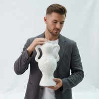 Vase rond en céramique de pierre à glaçure réactive mate transparente de grande taille, style Art déco, pour décoration de table, intérieur/extérieur, Jueheng Home