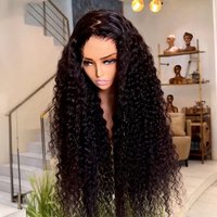 Wig Rambut Asli Brasil Remy Tanpa Lem, 5x5 Transparent Lace Closure Cuticle Aligned Deep Wave HD Lace Frontal, Tanpa Lem