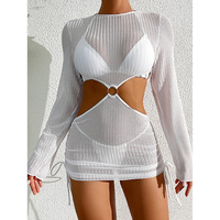 En Stock haut de gamme maille licou cou dames Sexy trois 3 pièces maillots de bain Bikini ensemble maillot de bain couvrir femmes