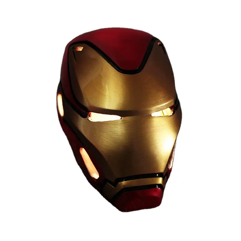 Patung karakter super hero iron man, kustom resin buatan tangan, koleksi figur aksi robot helm mainan lampu LED