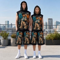 Ensemble short et hoodie sans manches pour homme, en coton épais 300 GSM, imprimé sur mesure, style Hip Hop, Basketball, Streetwear, Vente en gros