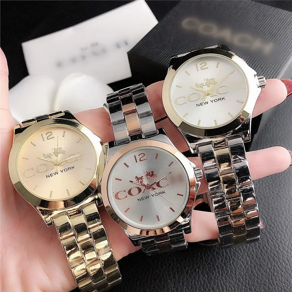 Arloji merek mewah, jam tangan Stainless Steel, jam tangan Quartz tahan air untuk hadiah wanita