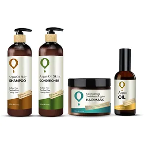 Glozara Organic Argan Hair Care Set Product Moisturizing Leave In Curly Hair Oil Mask Hair Shampoo And Conditioner