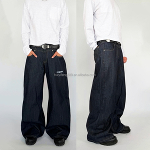 Jeans en denim sur mesure de haute qualité, streetwear décontracté, denim délavé vintage, pantalon taille haute, jeans baggy surdimensionnés pour hommes - Product Image 3