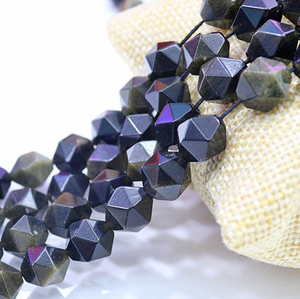 Perle di <span class=keywords><strong>Ossidiana</strong></span> Dorata Naturale Sfaccettate all'Ingrosso per Creazione di <span class=keywords><strong>Gioielli</strong></span>, Perle con Taglio a Diamante - Product Image 5