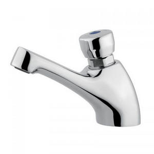Grifo de Lavabo Cromado con Cuello de Cisne y Botón de Parada Temporizada - Product Image 1