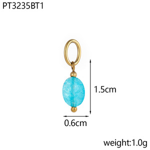 Charme ovale facetté |   Pendentif tendance en acier inoxydable plaqué or PVD 18 carats pour la fabrication de bijoux DIY pour enfants, vente en gros - Product Image 5