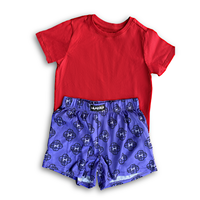 Vente en gros usine – Ensemble 2 pièces personnalisable en coton 100 % avec imprimé 3D de dessin animé mignon et blocs de couleur, vêtements d'été à manches courtes