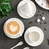 Ensemble de tasses à café et soucoupes en céramique blanche unie pour expresso, style italien nordique, en porcelaine, pour latte, thé, lait, pour le bureau
