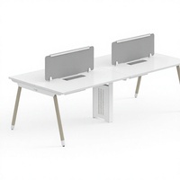Bureau de travail commercial avec plateau en panneau MFC E0, structure en acier et armoire de rangement pour projets