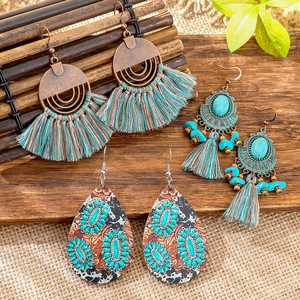 Bohemian Tassel <b>Drop</b> Earrings Alloy Antique <b>Bronze</b> Plated Women's Party Jewelry Fashion Dangle Earrings - Product Image 1