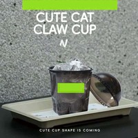 Gobelets en plastique jetables au design adorable en forme de patte de chat, gobelets transparents en PET avec couvercles en dôme pour les fêtes à thème et les boissons mignonnes