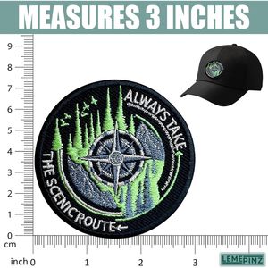 Parche Bordado Personalizado de 3 Pulgadas con Diseño de Brújula, para Coser o Planchar, Aplique de Viaje con Diseño de Ruta Escénica - Product Image 3