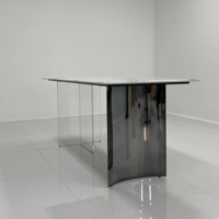 Ensemble de salle à manger moderne en marbre de grande taille, comprenant une table en marbre et une base en métal, table à manger luxueuse avec pieds en acrylique