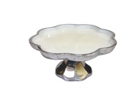 Support à gâteau martelé haut de gamme en acier inoxydable, finition brillante, pour service et décoration de mariage