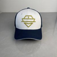 Gorra de béisbol deportiva unisex con logotipo náutico bordado en azul marino y blanco, gorra de béisbol con logotipo personalizado.