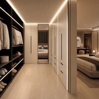 Sistema de Armario Modular de Madera Personalizado, Armario Moderno para Dormitorio, Armario Vestidor, Armario con Cajones