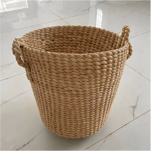 Natural Water Hyacinth Woven <b>Storage</b> Basket with Handles Multipurpose Organizer Bin for <b>Laundry</b> Toys Blankets Home Decor - Product Image 1