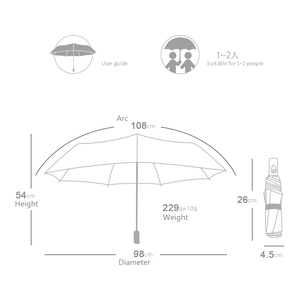 Parapluie anti-UV 6 baleines Camellia, entièrement automatique, léger, portable, pour le soleil et la pluie, pliable, de voyage - Product Image 4