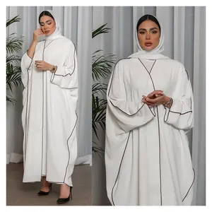 Bán Buôn Thổ Nhĩ Kỳ Eid Dubai Abaya Kimono khiêm tốn Ăn Mặc Hồi Giáo Quần Áo Phụ Nữ Thanh Lịch Hồi Giáo Ăn Mặc Zoom Jazz Crepe Mở Abaya