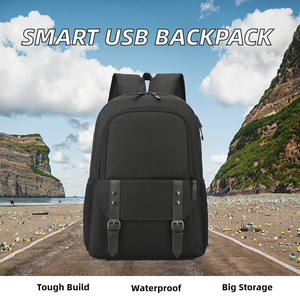 Mochila para Portátil de Gran Capacidad, Impermeable, con Puerto USB, Multifuncional, Diseño Geométrico Simple, Moderna, para Viajes de Negocios, de Poliéster - Product Image 2