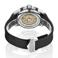 Montre-bracelet automatique squelette en acier inoxydable pour homme, montre mécanique sportive avec design de moyeu de roue de voiture