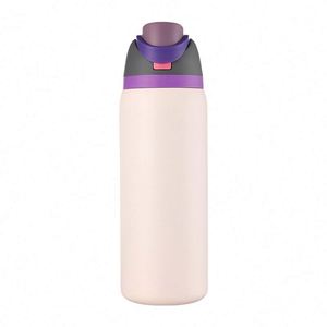 Vente en gros usine – Tasse à fruits portable écologique en acier inoxydable à double paroi de 32 oz avec couvercle rabattable et poignée - Product Image 1