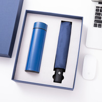 Set de Regalo Ejecutivo de Lujo para Clientes de Negocios: Paraguas Automático, Cuaderno de Cuero, Bolígrafo Ejecutivo, Memoria USB 4 en 1, Caja de Oficina con Logotipo Personalizado