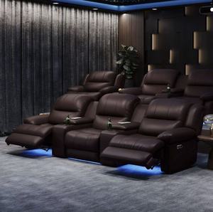 Ensemble de canapés sectionnels de luxe en cuir pleine fleur avec fonctions de massage et réglables, design moderne pour salon et chambre à coucher - Product Image 4