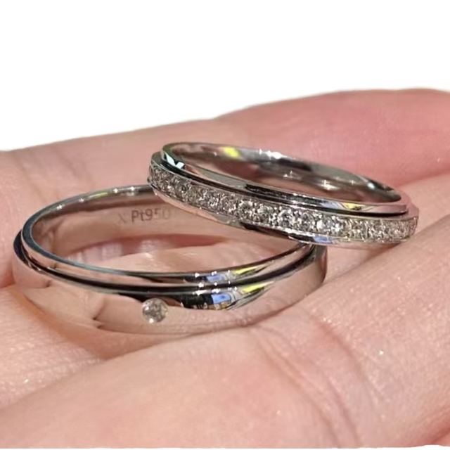 Good Century Pt950 Platinum Lab Grown Diamond Spinner Fashion Ring Eternity Band Wedding Anniversary for Couples Fine Jewelry