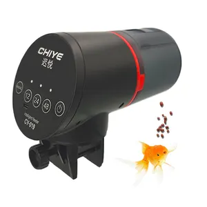 Chiye Black Plastic Lithium Battery Timer Touch Control Automatic Fish Feeder For Fish Tank