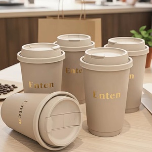 Customize Logo Disposable Coffee <strong>Paper</strong> <strong>Cup</strong> Biodegradable Double Wall <strong>Paper</strong> <strong>Cup</strong> for Hot Drinks With Lid - Product Image 1