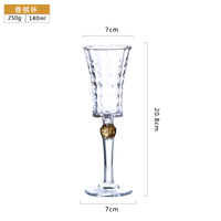 Verre à vin rouge et à champagne de style français avec cristal de galvanoplastie doré pour hôtels vintage européens