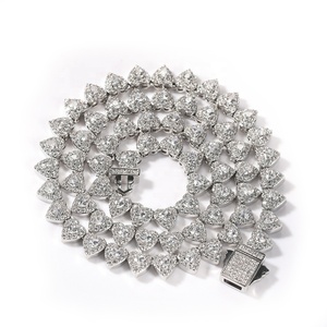 Chaîne de tennis de 7 mm, chaîne à maillons en forme de cœur, chaîne en laiton sertie de CZ glacés, fermoir à pression, collier de tennis hip-hop, bijoux de mode, chaîne de corps - Product Image 1