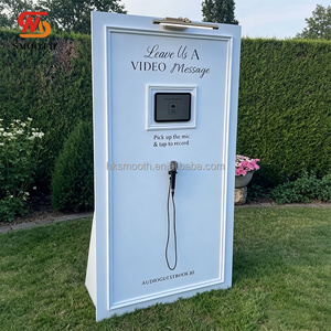 SMOOTH White PVC Audio Guestbook Leave Message Backdrop Panel with Microphone <b>Wedding</b> Party <b>Props</b> Video Booth Backdrop - Product Image 1