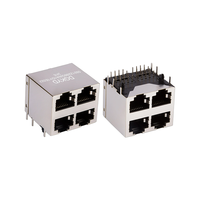 Connecteur réseau RJ45 blindé PBT multi-ports 2x2 - Sans LED, sans filtre, montage sur carte PCB aérospatiale, adaptateur de port Ethernet Cat3/5