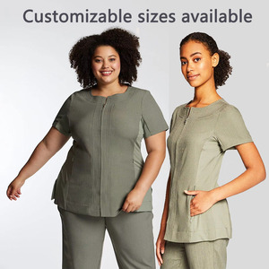 Tunique en faux lin <span class=keywords><strong>pour</strong></span> femmes, uniformes <span class=keywords><strong>de</strong></span> <span class=keywords><strong>travail</strong></span>, ensemble <span class=keywords><strong>de</strong></span> blouses médicales, uniformes <span class=keywords><strong>de</strong></span> spa et <span class=keywords><strong>de</strong></span> beauté, uniformes d'infirmière personnalisés, vente en gros - Product Image 2