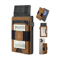 Dompet Kartu Magnetik Minimalis 2 in 1 dengan Tombol Tekan, Dompet Popup Mag Safe untuk Pria