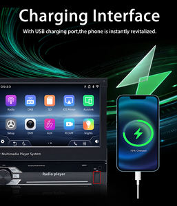 Radio Reproductor de Video <span class=keywords><strong>MP4</strong></span> MP5 para Coche, Pantalla Táctil Retráctil Automática de 7 Pulgadas, 1 Din, con BT GPS y Soporte para Android Auto y Carplay - Product Image 5