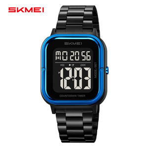 <b>Skmei</b> Square Digital <b>Watch</b> Men Stainless Steel Band 30M Waterproof Countdown Timer Sports Electronic <b>Watch</b> - Product Image 5
