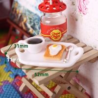Ensemble petit-déjeuner français à l'échelle 1:12, mini-modèle café et pain, aliments miniatures pour maison de poupée, accessoires de jeu de scène DIY