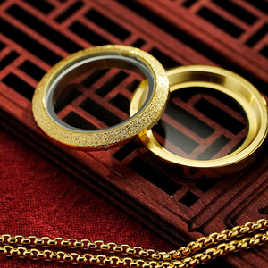 Collier pendentif médaillon rond flottant DIY en acier inoxydable plaqué or, pour femme, pour conserver les souvenirs - Product Image 4