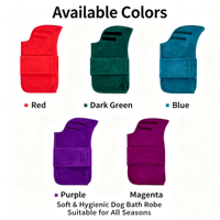 Peignoir de luxe en microfibre pour chien avec couches intérieures en velours tricoté, serviette turque pour animaux de compagnie pour la salle de bain