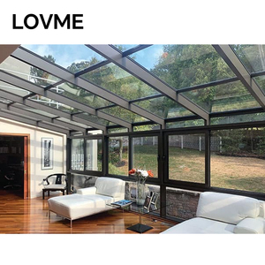 Véranda de jardin extérieure avec verre trempé à faible émissivité Petite maison ensoleillée Véranda en verre pour villa Cadre en aluminium - Product Image 6