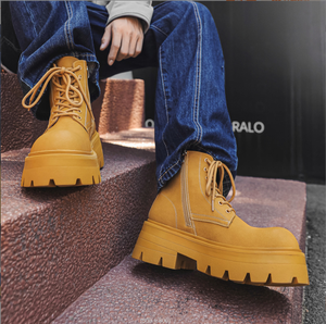 Bottines rétro en <span class=keywords><strong>cuir</strong></span> synthétique <span class=keywords><strong>noir</strong></span>, mi-mollet, à lacets, semelle épaisse antidérapante, pour les trajets quotidiens et la mode urbaine - Product Image 5