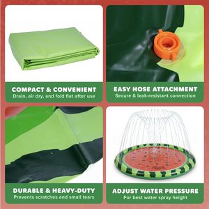 Aspersor de Agua en Forma de Sandía de 60 Pulgadas para Niños Pequeños, Juego Acuático de Verano para el Patio Trasero - Product Image 4