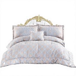 Toronto |   Juego de Edredón Moderno de 6 Piezas, Tamaño King, 260x240cm, Gris y Azul, Lujoso, para Todas las Estaciones, con Función de Masaje - Product Image 1