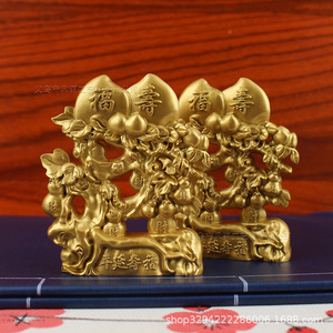 Décoration en métal massif Dingtong en forme de pêche, symbole de longévité, idéale comme cadeau d'anniversaire, gourde d'entrée en alliage des <span class=keywords><strong>Cinq</strong></span> Bénédictions. - Product Image 3