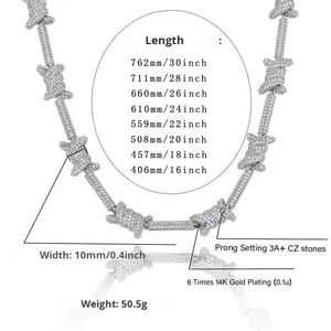 Collar de Cadena de Alambre con Espinas de Cobre y Circones Estilo Hip-Hop, Unisex, Personalizado, con Retención de Color - Product Image 4