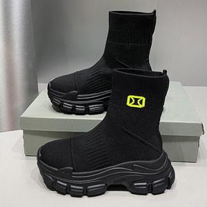 Vendita calda di nuovi stivali da <span class=keywords><strong>donna</strong></span> a maglia con suola spessa con altezza e stivaletti sportivi casual scarpe a maglia - Product Image 6